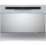 homeX GST6AE-S Tischgeschirrspüler, Mini Geschirrspüler mit 6 Programmen, freistehend für 6 Maßgedecke, Silber, leise mit 49 dB