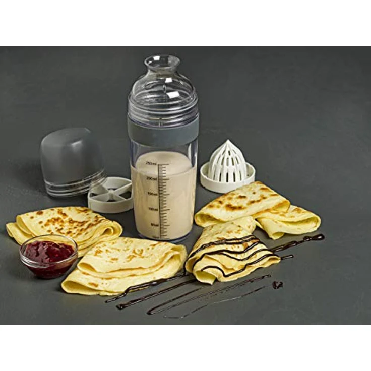 Lurch 10023 Dressing- und Teigshaker mit Zitruspresse und Mixer aus Kunststoff, Schwarz - klumpfreie Zubereitung, 250 ml Skala, große Ausgießöffnung – Bild 4
