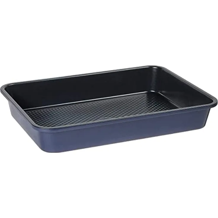 Blue Diamond Bakeware Diamantstruktur Keramik Antihaft, 33 x 23 cm rechteckige Kuchenbackform, spülmaschinenfest und gefrierschrankgeeignet, PFAS-frei, Blau