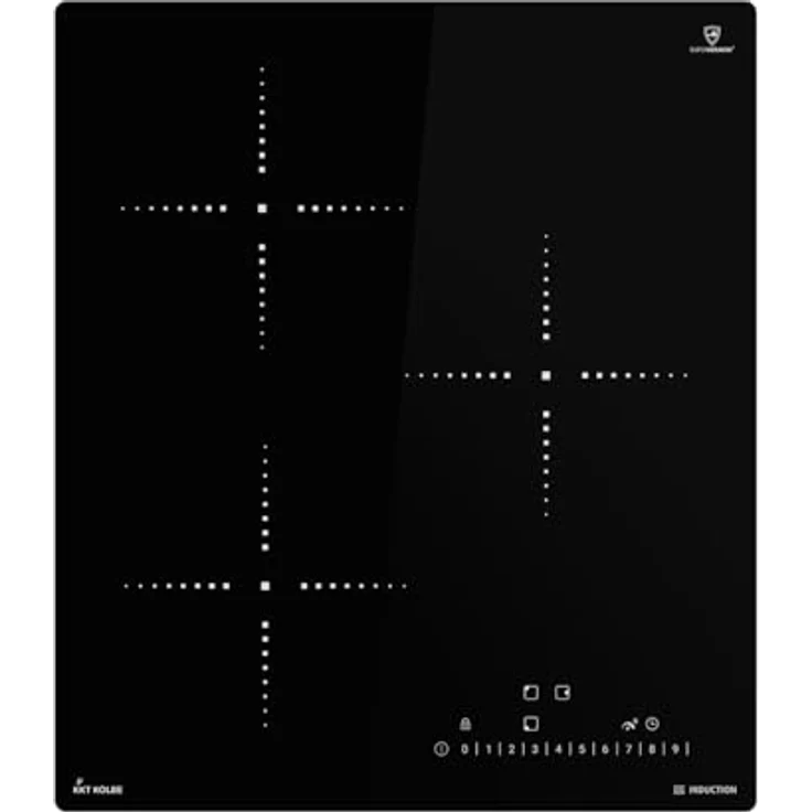 KKT KOLBE Induktionskochfeld 45cm Autark 5,5 kW 3 Zonen 9 Stufen Rahmenlos Touch Slider Topferkennung Tastensperre IH84500RL, SUPERKERAMIK®-Glaskeramik – Bild 1