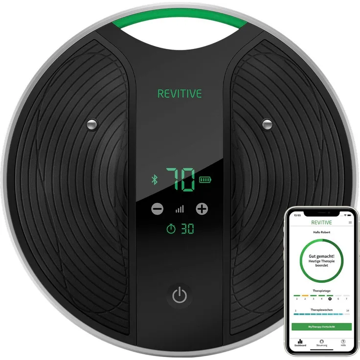REVITIVE Medic Coach, EMS-Fußmassage-Gerät mit App und Durchblutungs-Stimulator, effektive Knieschmerztherapie und Medikamentenfreie Linderung