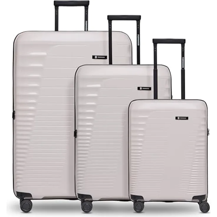 Farmhood Hartschalen Koffer-Set 3-teilig | Trolleys mit Dehnfalte erweiterbar um 6 cm| Robustes und leichtes Material, 4 Doppelrollen & TSA-Schloss | Damen & Herren