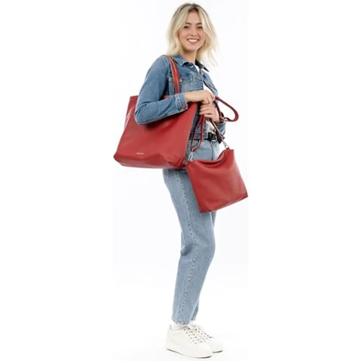 EMILY & NOAH Shopper E&N Eva, handliche Einkaufstasche aus Feinsynthetik mit längenverstellbarem Umhängeriemen, zweifarbig, Echtleder-Optik – Bild 2