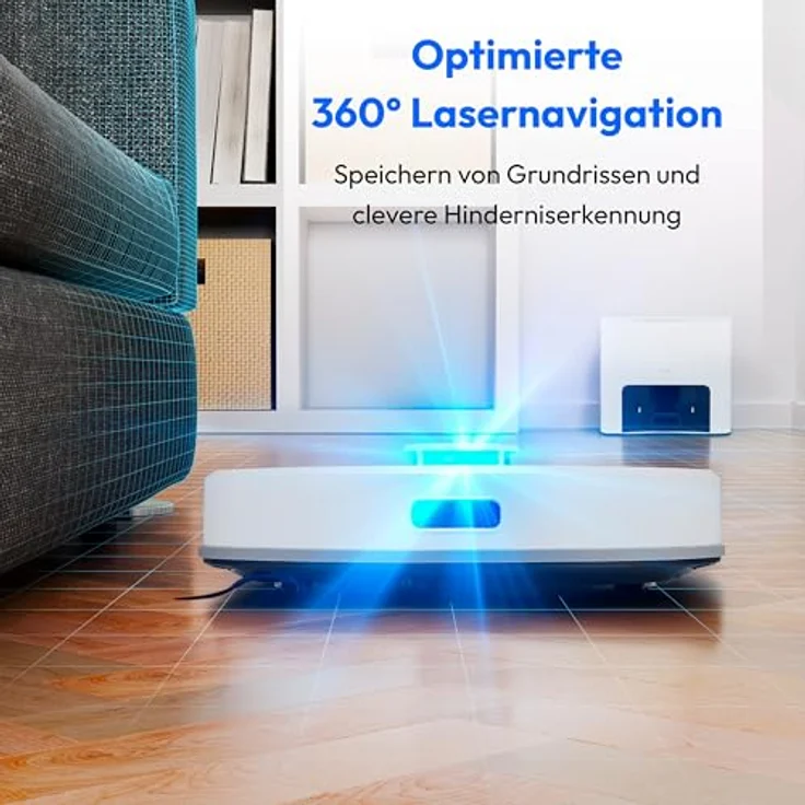 Medion® Saugroboter X23 SW+, smarter Saugroboter mit Wischfunktion, Absaugstation, beutellos, weiß – Bild 3