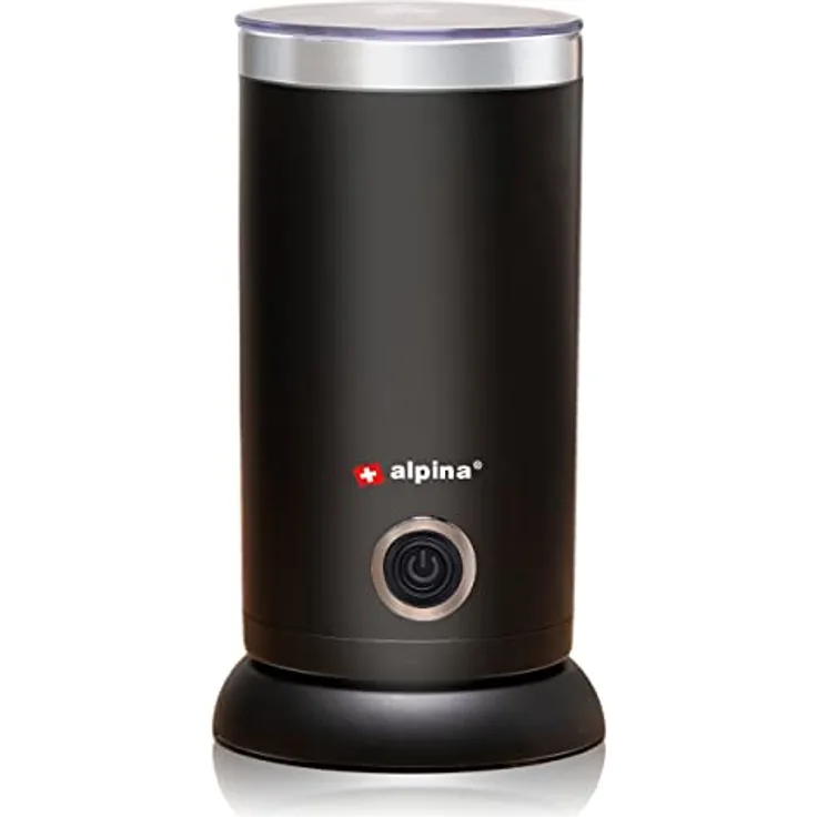 alpina Milchaufschäumer - 230V/450W - 3-in-1 Milchschäumer - 300 ML - Kalter und Heißer Milchschaum - Erhitzen von Milch bis zu 65°C - Antihaftbeschichtung - Schwarz