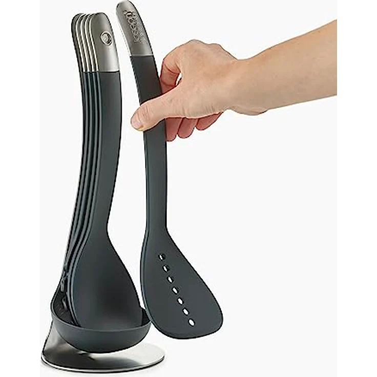 Joseph Joseph Nest 5-teiliges Utensilienset mit magnetischem Ständer, kompakte Küchenorganisation, spülmaschinenfest - Schwarz/Edelstahl – Bild 2