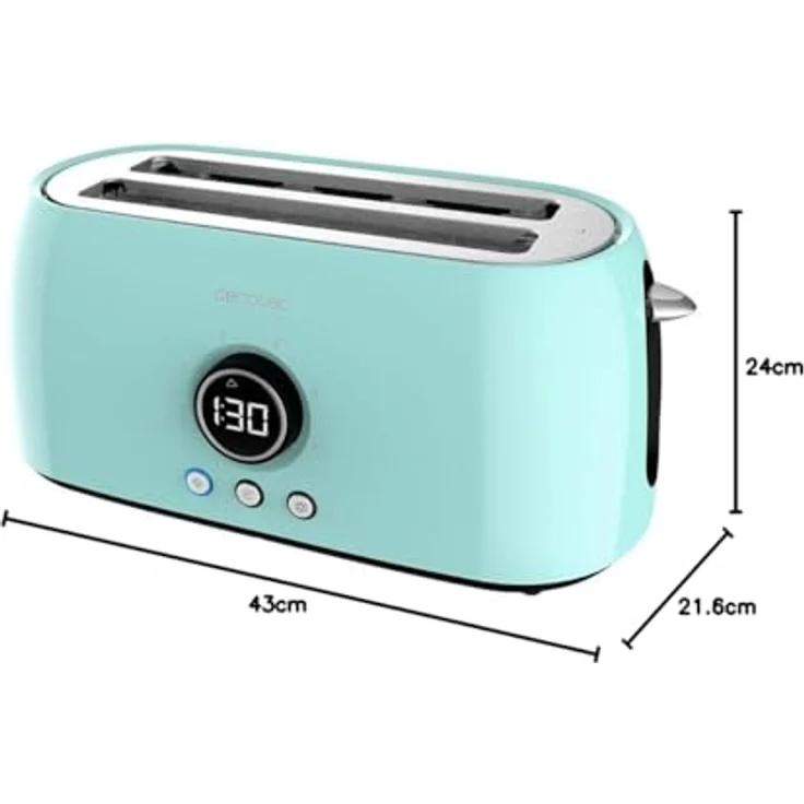 Cecotec Tostadora digital ClassicToast 8000, 2 Extra breiten und langen Schlitzen, 1500W, 6 Bräunungsstufen, inkl. Brötchenaufsatz, blue double  – Bild 8