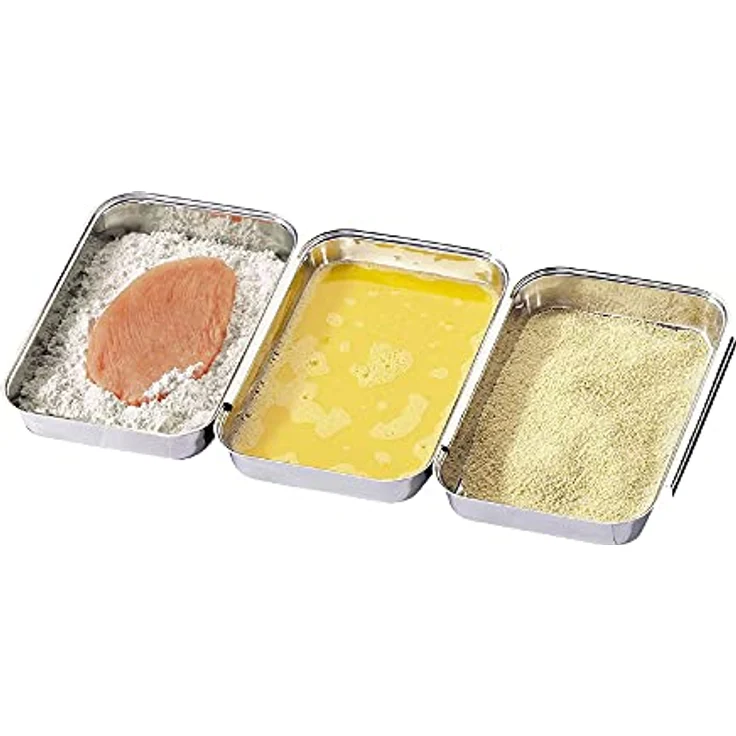 Küchenprofi 0801102803 Panierset, 3-teilig edelstahl, silber, (L:22 cm; B:15 cm; H:3 cm) – Bild 1