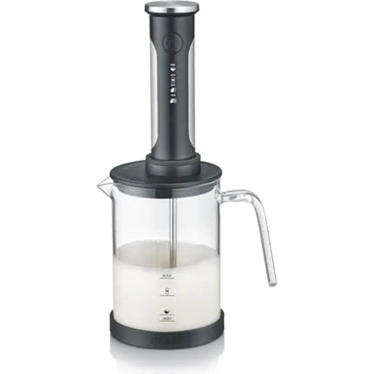 Graef MS202, Milchaufschäumer mit Doppelquirl, 4 Zubereitungsfunktionen, Schwarz