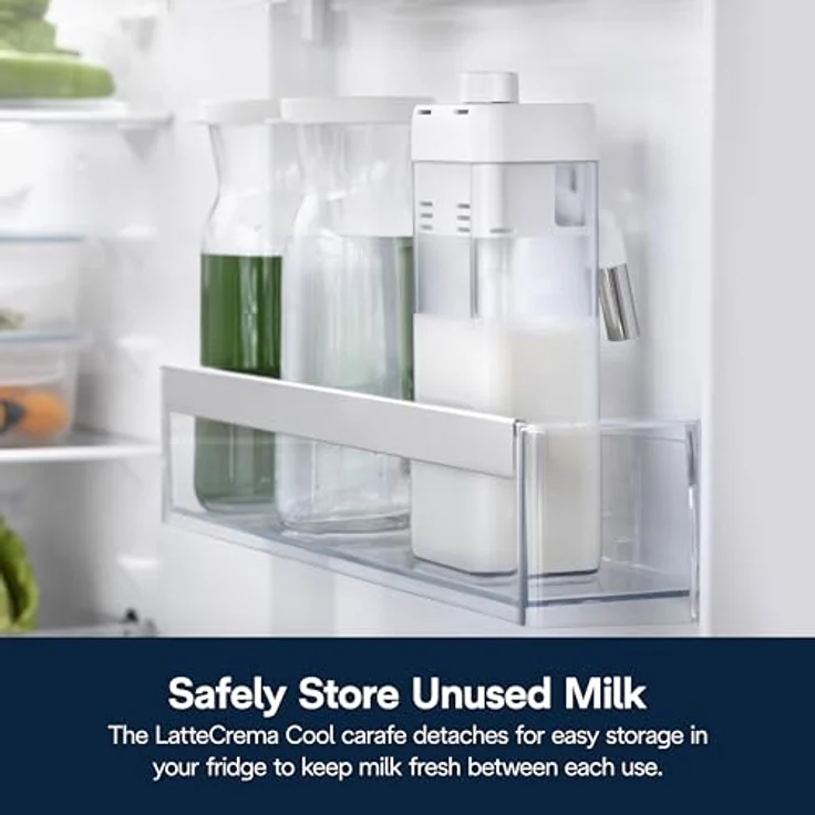 DELONGHI DLSC032 LatteCrema Cool Zubehörset, transparente Karaffe mit 4 doppelwandigen Thermogläsern für kalte Milchgetränke – Bild 6