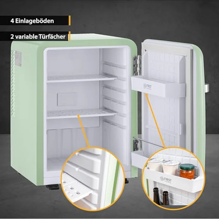 TZS First Austria Minikühlschrank | Retro Design | Einstellbare Kühlleistung | Türgriff | 40L | mint – Bild 4