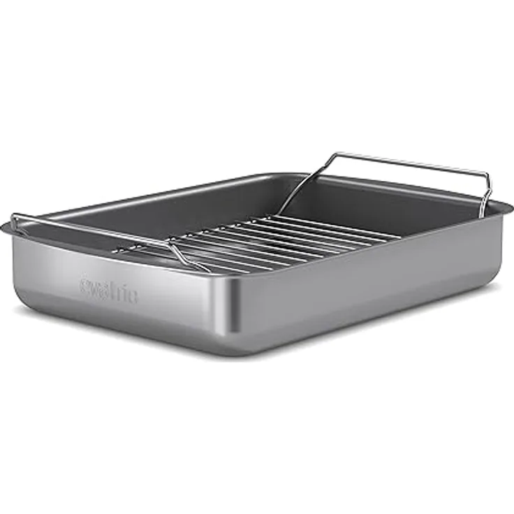 Eva Solo Professionell Bräter mit Rost 30x22 cm, keramische Slip-Let®-Antihaftbeschichtung, grau