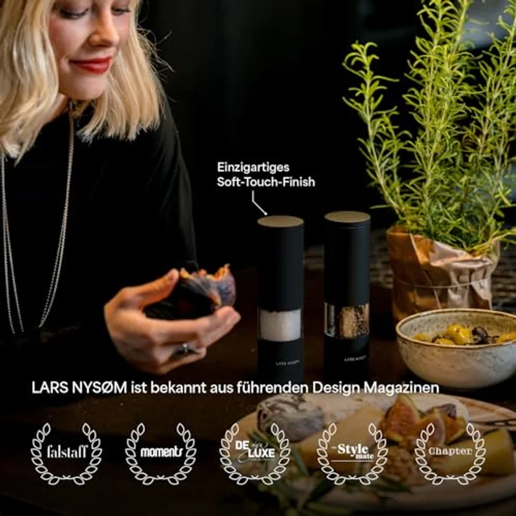 LARS NYSØM Lagom Salz-/Pfeffermühle Manuell, 2er Set mit einstellbarem Keramik-Mahlwerk, edel verpackt in Geschenkbox – Bild 4