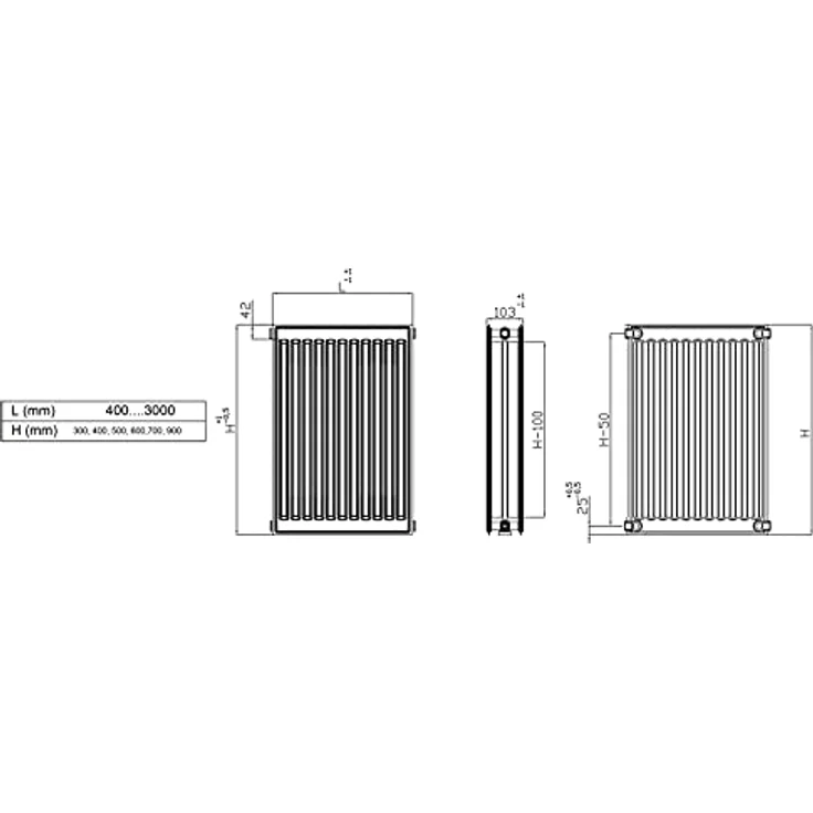 Austausch-Heizkörper 22/550/1200-4 Anschlüsse: 2x recht ½“IG, 2x links ½“IG - Verkehrsweiß (RAL 9016) - qpool24 – Bild 3