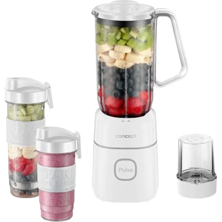 Concept SM3491 Smoothie-Mixer, 700 W mit 3 Rührschüsseln (1000 ml, 570 ml, 400 ml) und Mühle – Bild 1