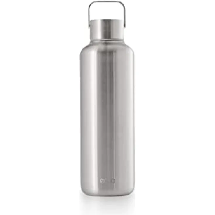 EQUA Timeless Isolierte Trinkflasche, doppelwandig, Edelstahl, 24 Stunden kalt oder bis zu 12 Stunden heiß, BPA-frei, auslaufsicher, haltbar, multifunktional (Steel, 600ml)