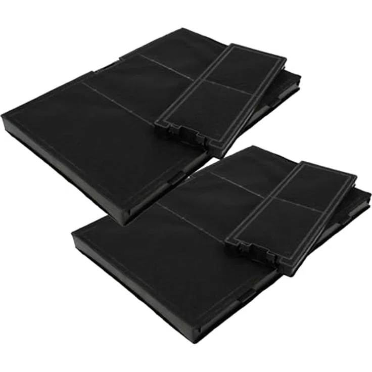 vhbw 2x Filterset kompatibel mit Bosch DWK87CM66, DWK87CM65, DWK87CM60/01, DWK87CM, DWK87BM60B/01 Dunstabzugshaube - Aktivkohlefilter, schwarz – Bild 1