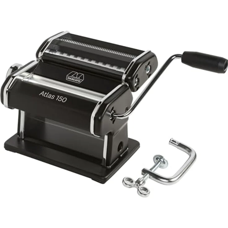 Marcato ATLAS 150 NERA, Nudelmaschine aus Stahl mit 10-stufigem Regler und Pastawheel in schwarz – Bild 2