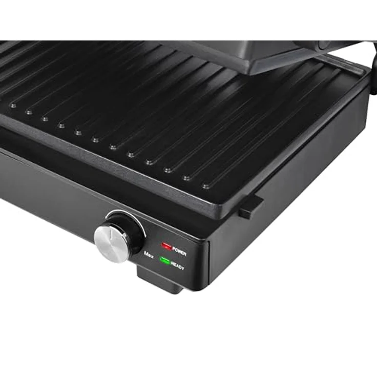 SILVA Schneider grill 200 Kontaktgrill | 1500-1800W | Abnehmbare Grillplatten | Stufenlose Temperatureinstellung | 210°C Max | Herausnehmbare Tropfschale, Tischgrill in Silber – Bild 3