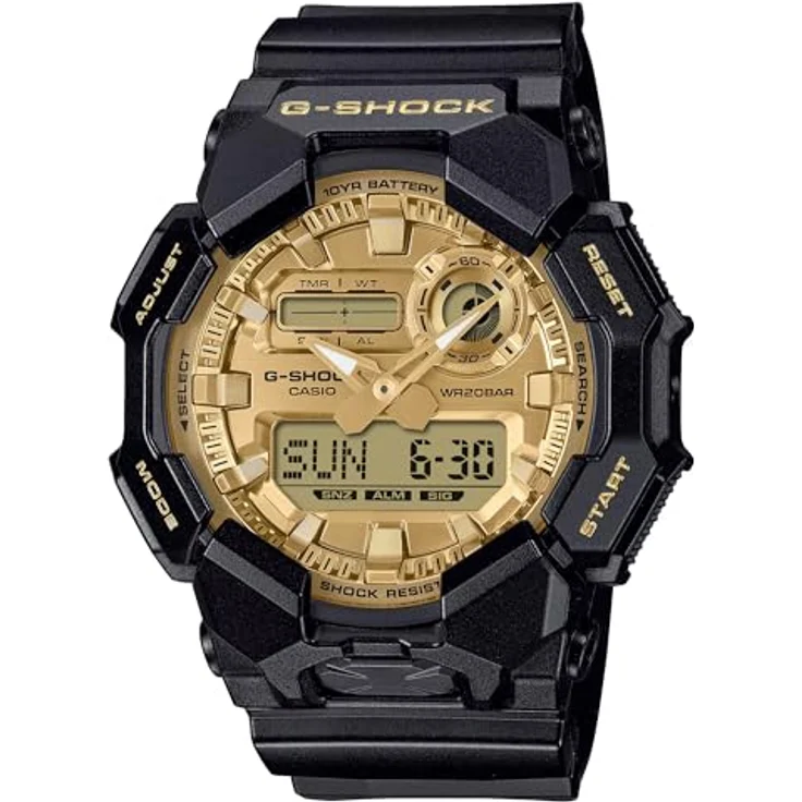 Casio G-Shock Herrenuhr Ana-Digi, schwarz/gold, Kunststoffband, Alarm, Stoppuhr, mineralglas, japanisches Quarzwerk – Bild 2