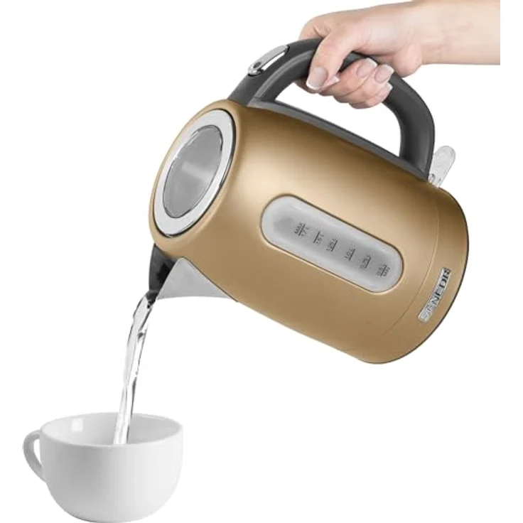Sencor SWK1777CH Wasserkocher, 1,7 L, 2150 W, Abschaltautomatik, Überhitzungsschutz, Edelstahl, gold – Bild 9
