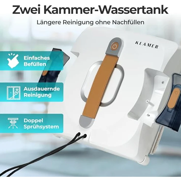 KLAMER Fensterputzroboter, kompaktes Modell mit automatischer Kanten-Erkennung, zwei Reinigungsmodi und Fernbedienung/App Steuerung, absturzsicher – Bild 6