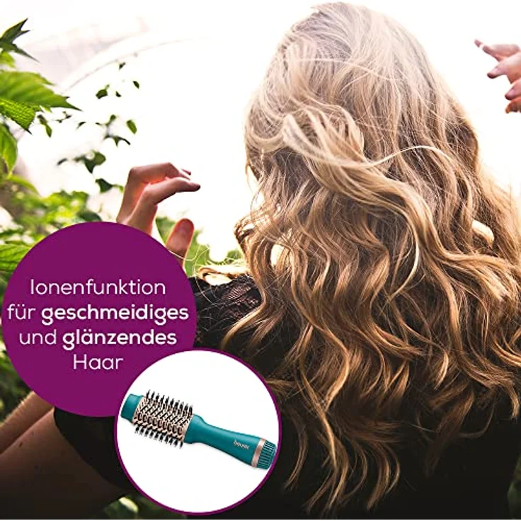 Beurer HC 45 Ocean Volumen- und Haartrocknungsbürste, Warmluftbürste, für mehr Volumen, Keramik-Keratin Beschichtung, 2 Heiz- und Gebläsestufen, Ionenfunktion, blaui – Bild 5