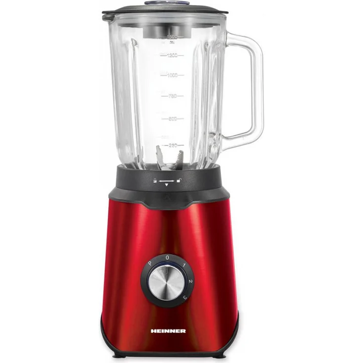 Heinner HBL-1000RED Tischplatten-Mixer, 1,5 l, 1000 W, Pulsfunktion, rot
