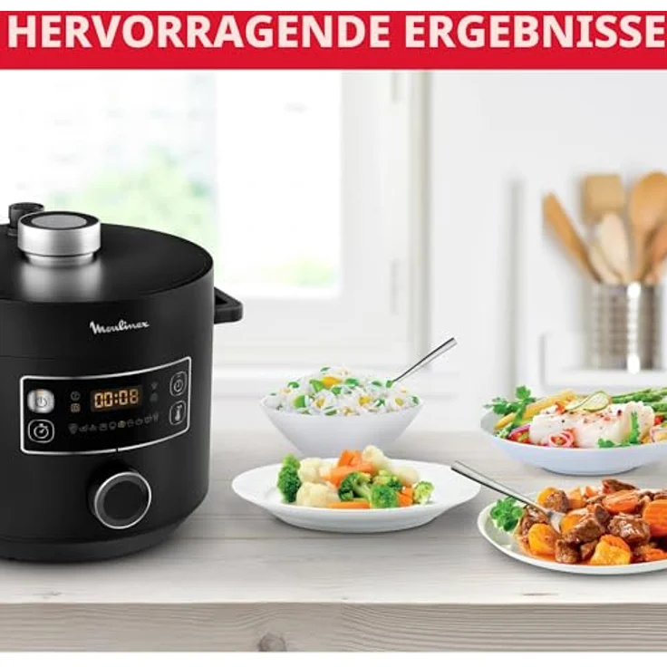 Moulinex CE7548, Multikocher mit 5 l Kapazität, 1090 W, LCD-Display, schwarz, PFOA-frei, spülmaschinenfest – Bild 7