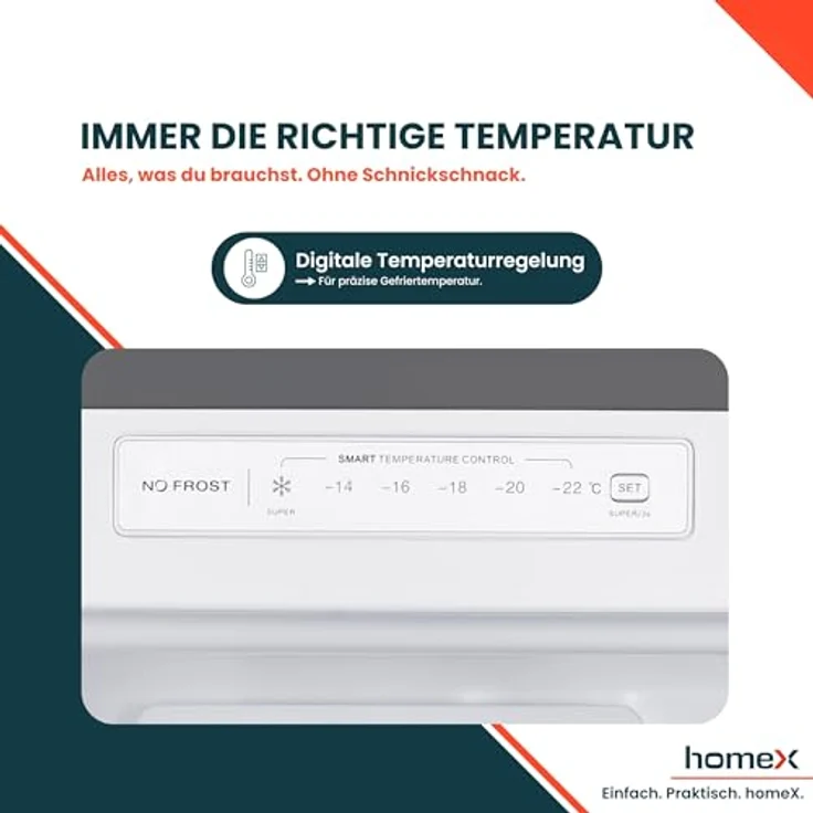 homeX Gefrierschrank FSN2041E-S, No Frost, 204L Nutzinhalt, 4-Sterne Gefrieren, Super-Frost-Funktion, silber – Bild 7
