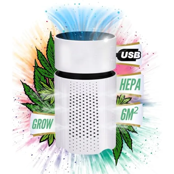 TronicXL Mini Luftreiniger HEPA H13 Filter, kompakt mit 3 Geschwindigkeiten, USB powered für Growboxen und Zelte