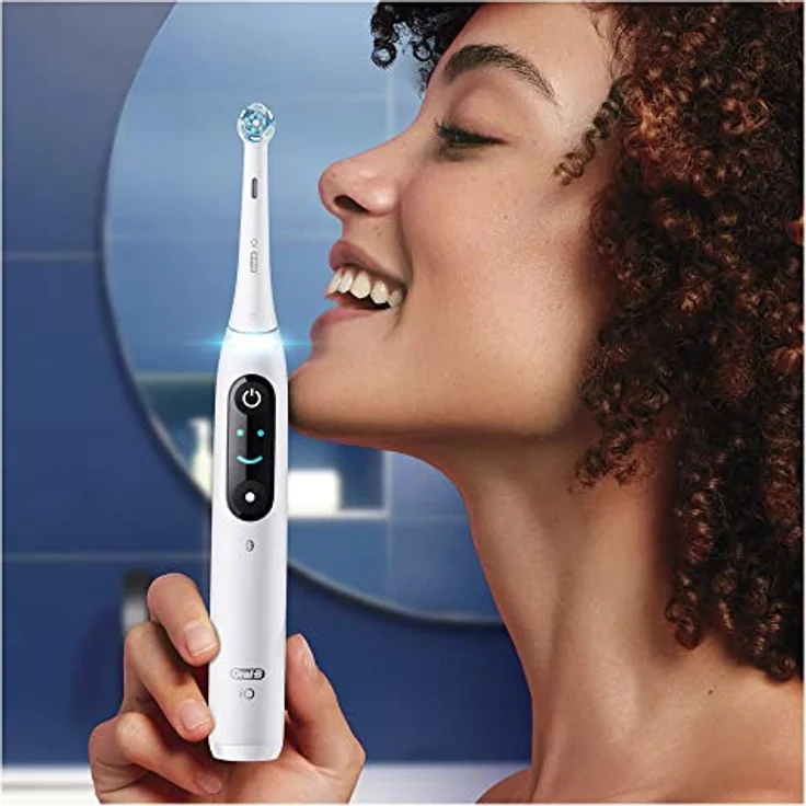 Oral-B iO Series 9 Elektrische Zahnbürste/Electric Toothbrush, 2 Aufsteckbürsten, 7 Putzmodi, Zahnpflege, Farbdisplay, Lade-Reiseetui, Muttertagsgeschenk / Vatertagsgeschenk, white alabaster – Bild 1