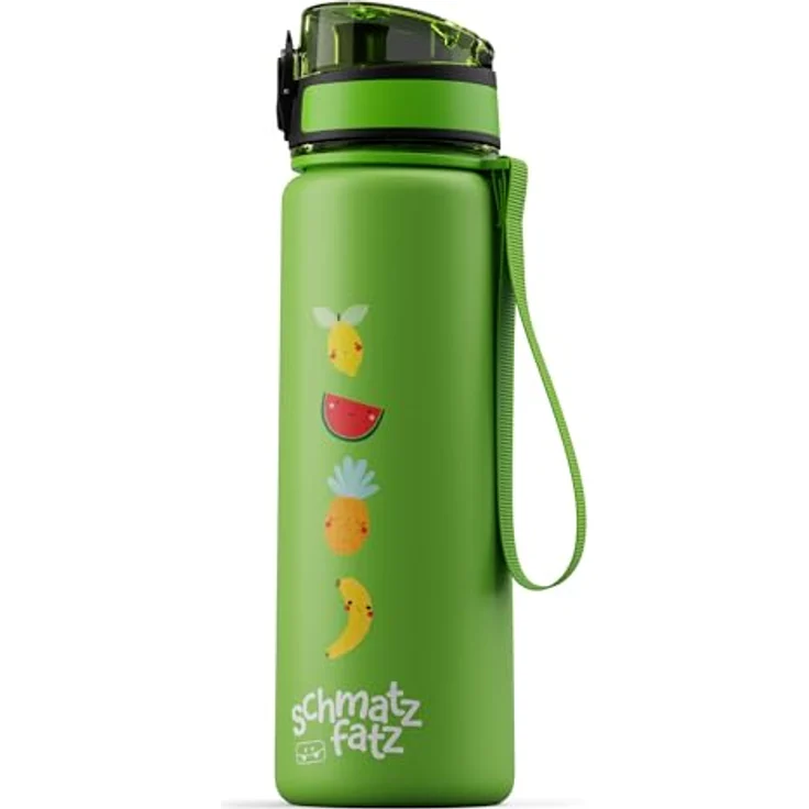 Klarstein Schmatzfatz Trinkflasche, 500 ml Kinderflasche mit auslaufsicherem 1-Klick-Verschluss und BPA-freiem Tritan, sportliches Design – Bild 1
