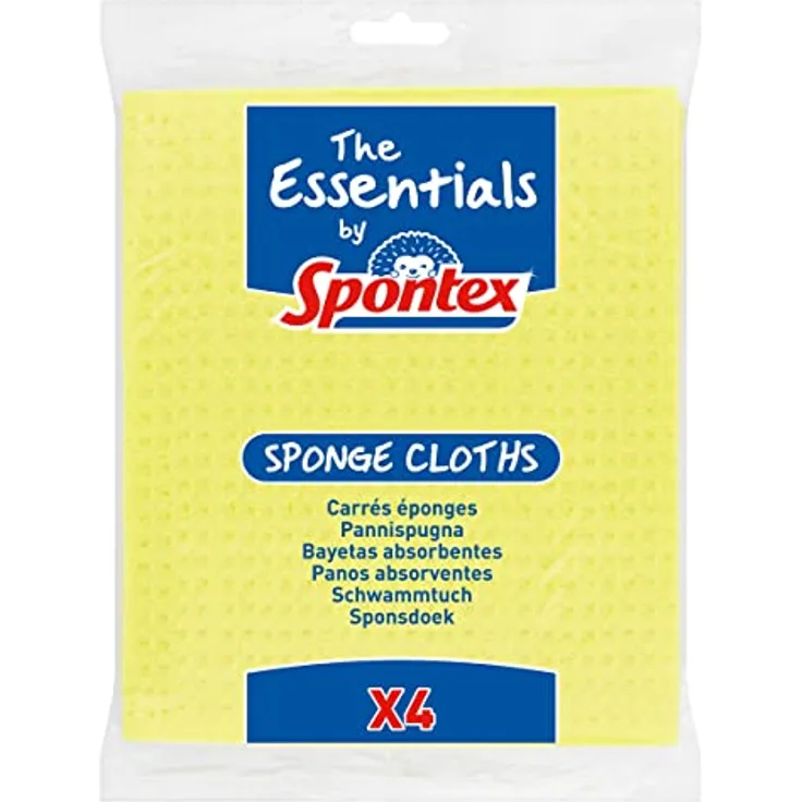Spontex Essentials Schwammtücher – 12 Packungen mit je 4 Stück (insgesamt 48 Tücher)