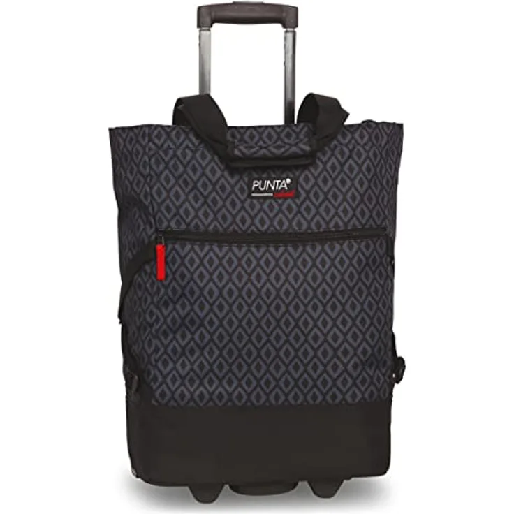 Punta Wheel Print Einkaufstrolley Einkaufsroller Einkaufswagen Shooping Trolley 10008, Farbe:Dunkelgrau/Schwarz