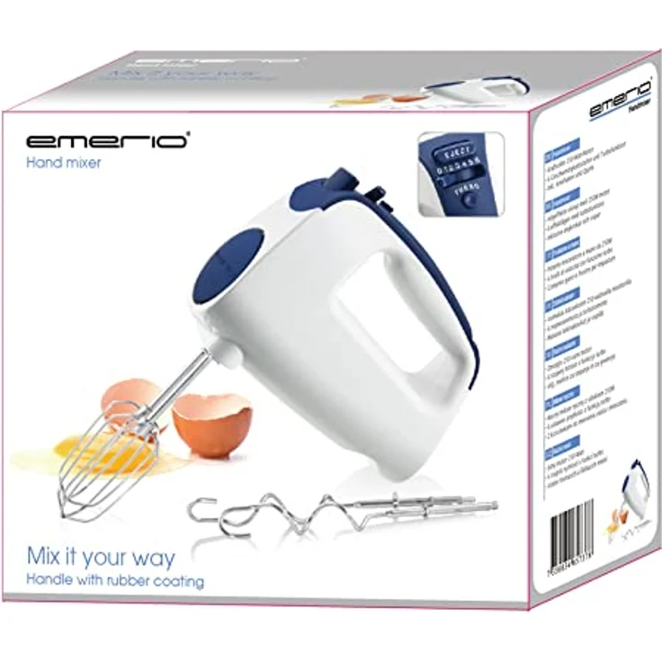 Emerio HM-110921.1 Handmixer, 250W, 6 Schaltstufen, weiß, blau – Bild 6