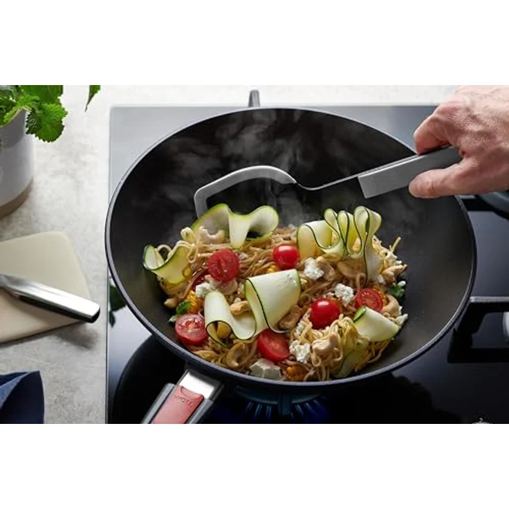 Woll Cook-It Wok-Wender mit flexibler Silikonlippe, 11 cm breit, 32.5 cm lang, grau, hitzebeständig bis 220°, spülmaschinenfest – Bild 5