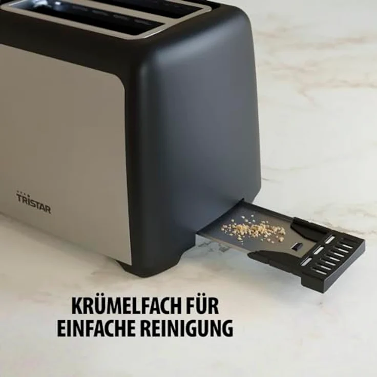 Tristar Haushaltsgeräte TriStar Toaster Edelstahl (BR-1058) - Kompakter Toaster mit Brötchenaufsatz und Abbruchfunktion, schwarz – Bild 7