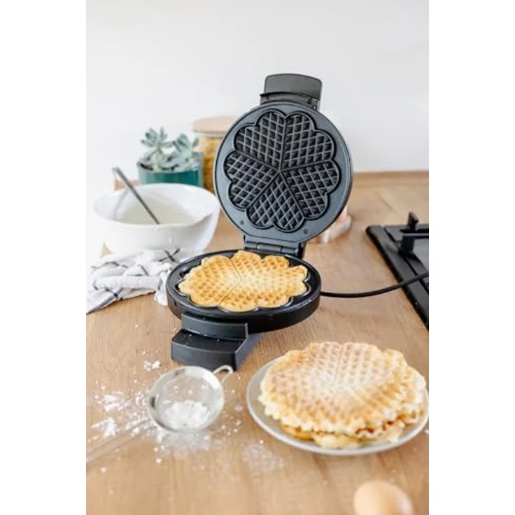 Steba XL-Waffel WE 3 XL, Waffeleisen für 5 Herzwaffeln, Antihaftbeschichtung, stufenlose Temperaturreglung, PFAS-frei - Steba 18,5 cm, fettarmes Backen – Bild 4