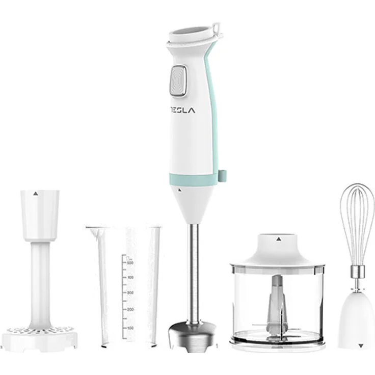 Tesla HB510BWS, Kochmixer mit 600 W Leistung, Edelstahlmesser, 1,06 m Kabellänge, Blau und Weiß
