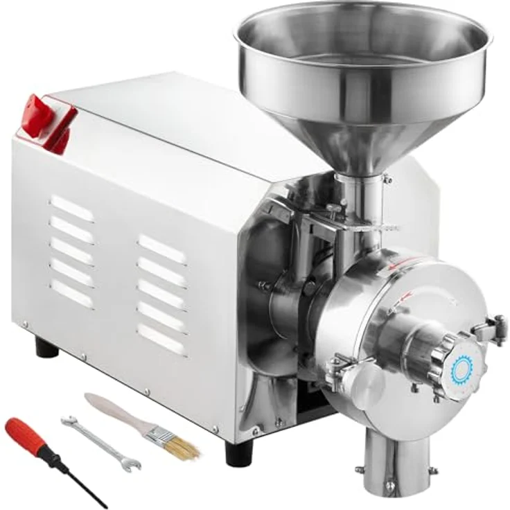 VEVOR Sojabohnenmühle, kommerzielle Edelstahl-Mahlmaschine mit 3000 W, 100 kg/h Effizienz, einstellbare Pulverfeinheit, ideal für Gewürze und Getreide, 605 x 290 x 460 mm – Bild 1