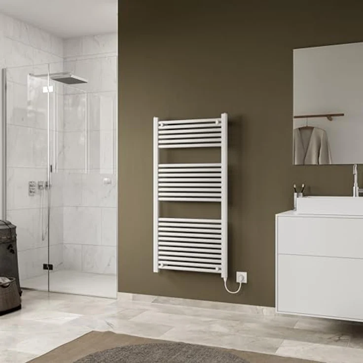XIMAX Elektro-Badheizkörper OMEGA | 120x60 cm | 600 Watt | Inkl. Heizelement, Heizstab | Design-Heizkörper für Badezimmer | Effiziente elektrische Handtuchheizung – Bild 1