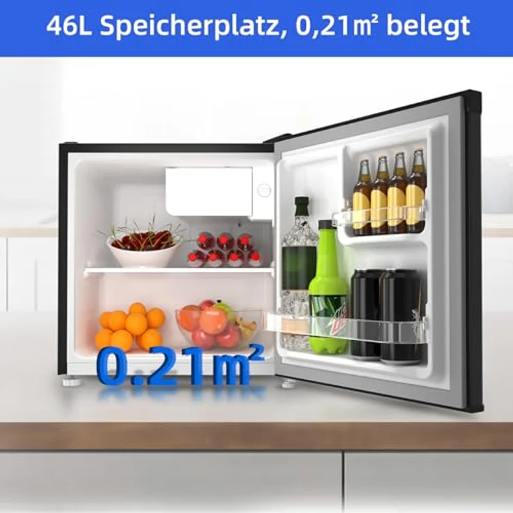 CHIQ Mini Bar Kühlschrank CSD46D4D, 46 L, EEK D, 7-stufige Temperaturregelung, sehr leise 37 dB, umkehrbarer Türanschlag, schwarz – Bild 4