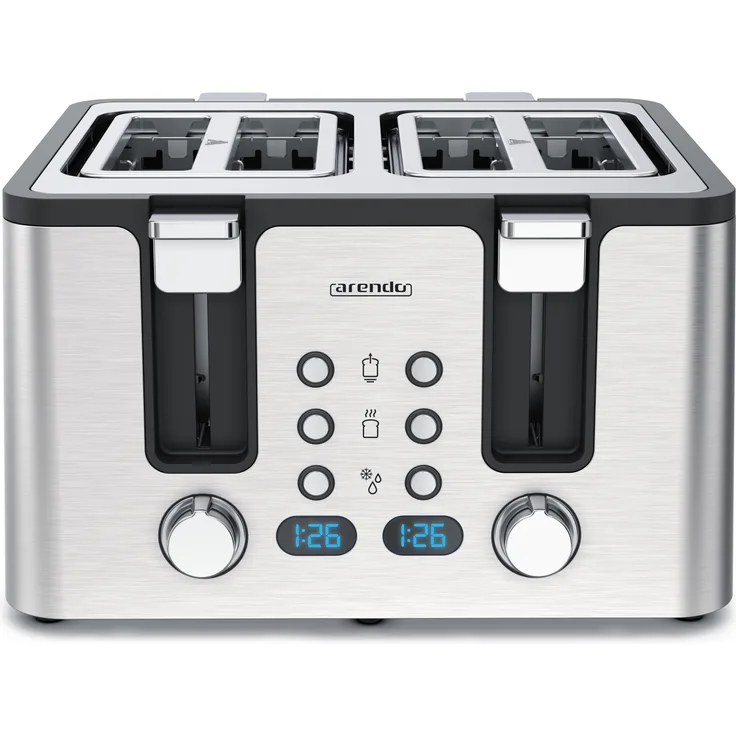 Arendo MANANA X2 4-fach Toaster, 1750 W, Automatik, Edelstahl, 6 Bräunungsstufen