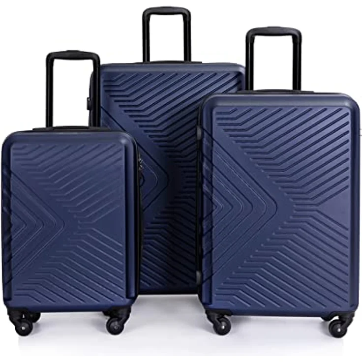 Travelhouse Bali Stabiler Koffer-Set 3tlg. Trolley Koffer Reisekoffer Navy ABS Hartschalen Kofferset Trolley 4 Rollen TSA Kombinationsschloss – Bild 1