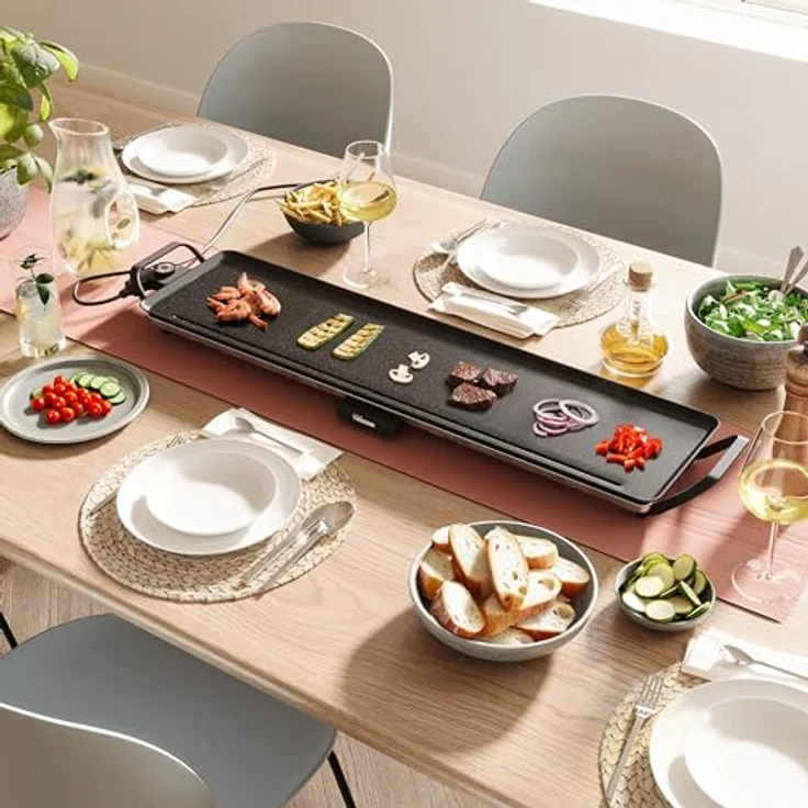 Tristar Tischgrill slim XL - Große Backfläche 90 x 23 cm, Einstellbarer Thermostat, Antihaftbeschichtung, Fettauffangschale - BP-2669 – Bild 2