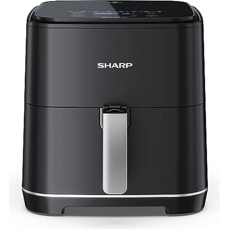 SHARP AF-GS552AE-B Heißluftfritteuse 5,5L mit digitaler Steuerung – Touchdisplay Funktion, 8 Programme, 1650W, Schwarz, Backen ohne Öl