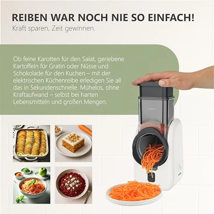 Silva Homeline SKR 800, Universalzerkleinerer mit 80 Watt Motor und 4 Einsätzen, Weiss/Grau – Bild 6