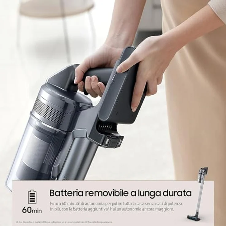 Samsung Jet 75 Complete Handstaubsauger VS20B75ACR5/WA, kabellos mit 200 Watt Saugkraft, 60 Minuten Akkulaufzeit, weiß – Bild 7