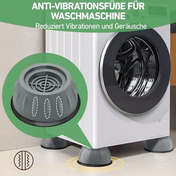 XIANGLONGY 4 Stück Waschmaschinenfüße, Anti-Vibrations-Stoßdämpfer, rutschfest und höhenverstellbar, für Waschmaschinen bis 47 mm Durchmesser – Bild 3